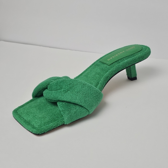 GOOD AMERICAN Terry Kickstand Low Heel Slide Sandals mules Size 9 - Picture 2 of 7